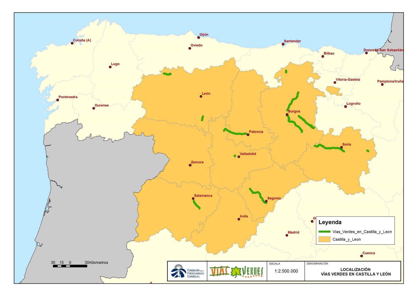 Mapa Vas Verdes de Castilla y Len