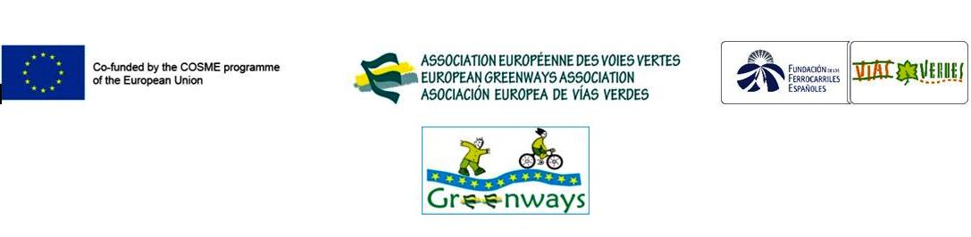 Logos de UE, Asociacin Europea de Vas Verdes, FFE, Greenways4ALL