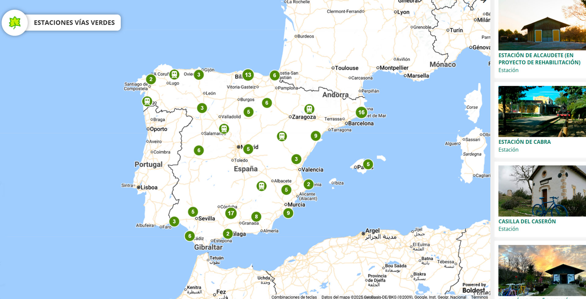 Mapa Estaciones de Vas Verdes