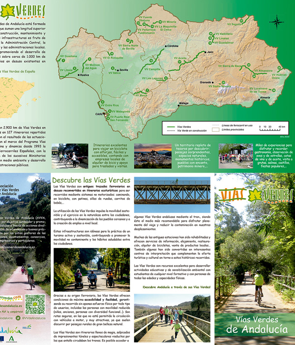 Folleto divulgativo de las Vías Verdes de Andalucía - 2025