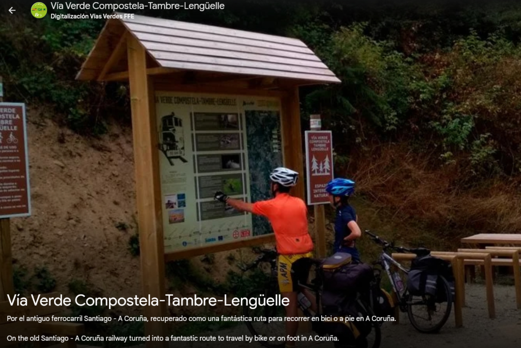 La Va Verde Compostela  Tambre  Lengelle ya en Google Maps Street View en 360 y con varios puntos de inters