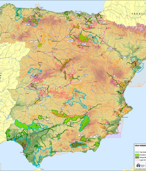 Mapa Vías Verdes y Red Natura 2000-2018